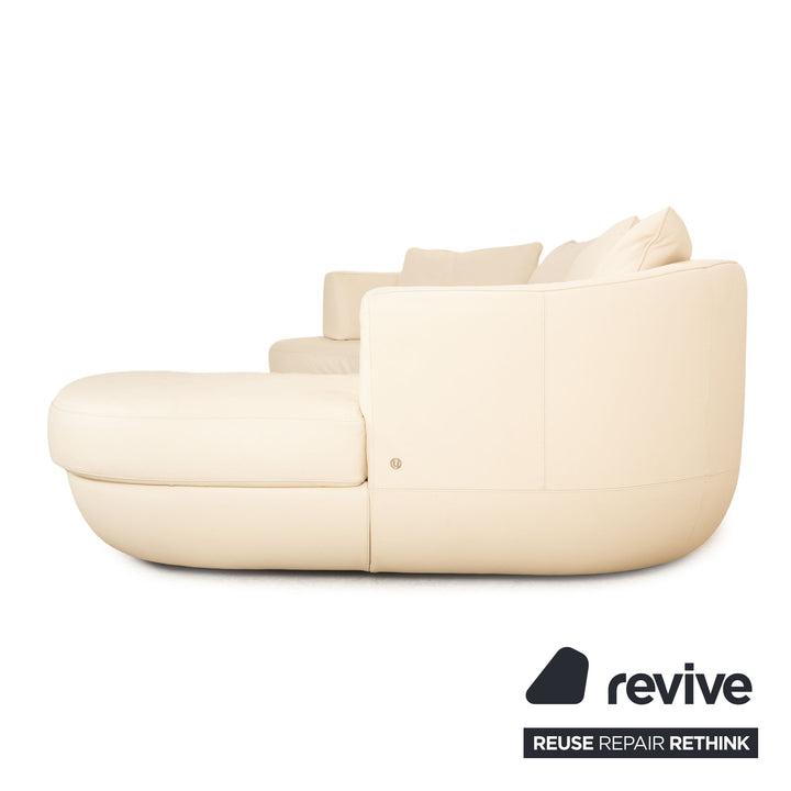 Natuzzi Leather Corner Sofa Cream Recamiere Right Sofa Couch