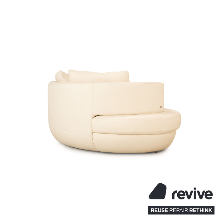 Natuzzi Leather Corner Sofa Cream Recamiere Right Sofa Couch