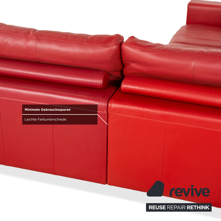 Natuzzi Leder Ecksofa Rot Sofa Couch