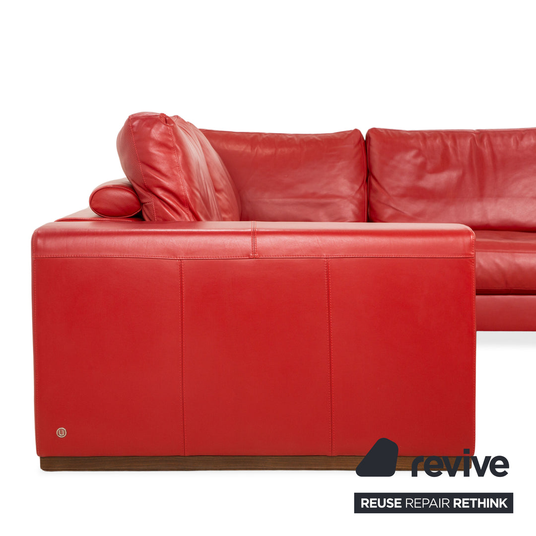 Natuzzi Leder Ecksofa Rot Sofa Couch
