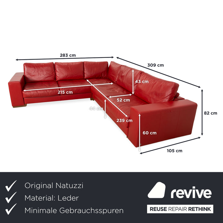 Natuzzi Leder Ecksofa Rot Sofa Couch