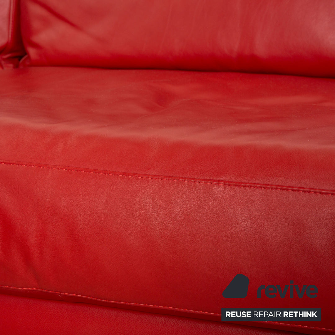 Natuzzi Leder Ecksofa Rot Sofa Couch
