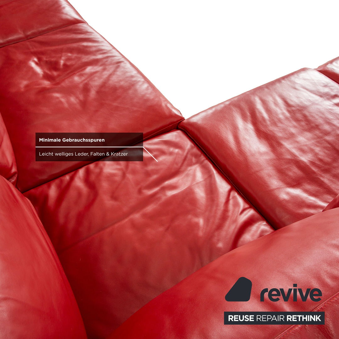 Natuzzi Leder Ecksofa Rot Sofa Couch