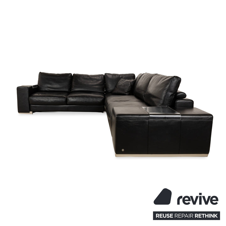 Natuzzi Leder Ecksofa Schwarz Sofa Couch