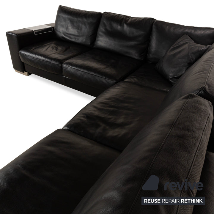 Natuzzi Leder Ecksofa Schwarz Sofa Couch