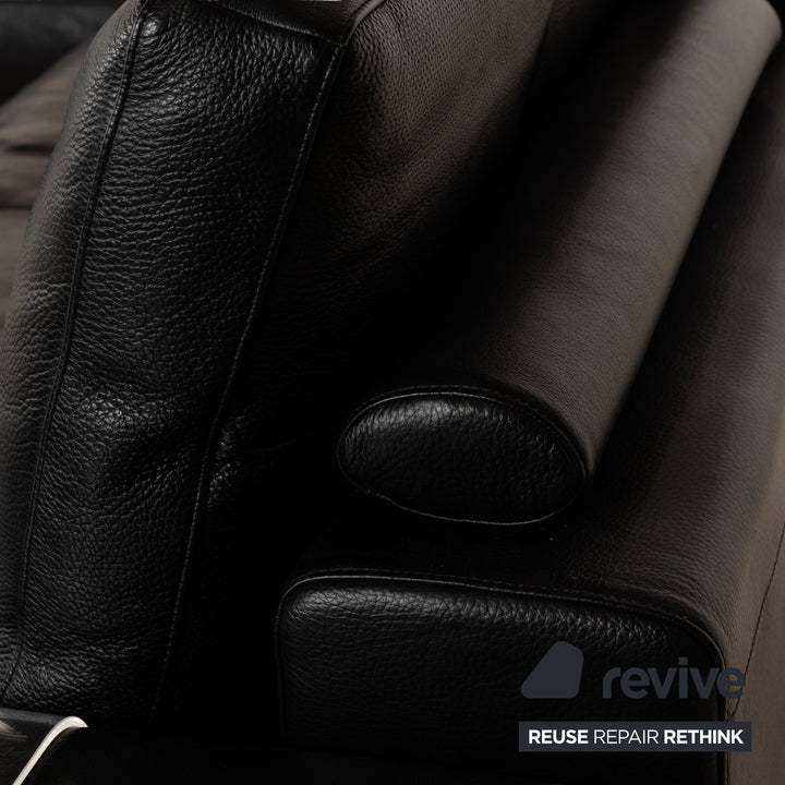 Natuzzi Leder Ecksofa Schwarz Sofa Couch