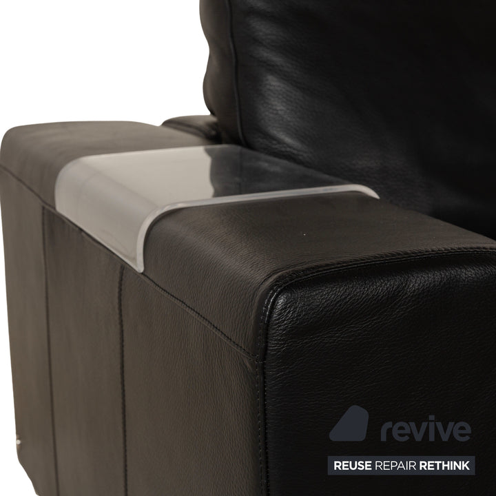 Natuzzi Leder Ecksofa Schwarz Sofa Couch