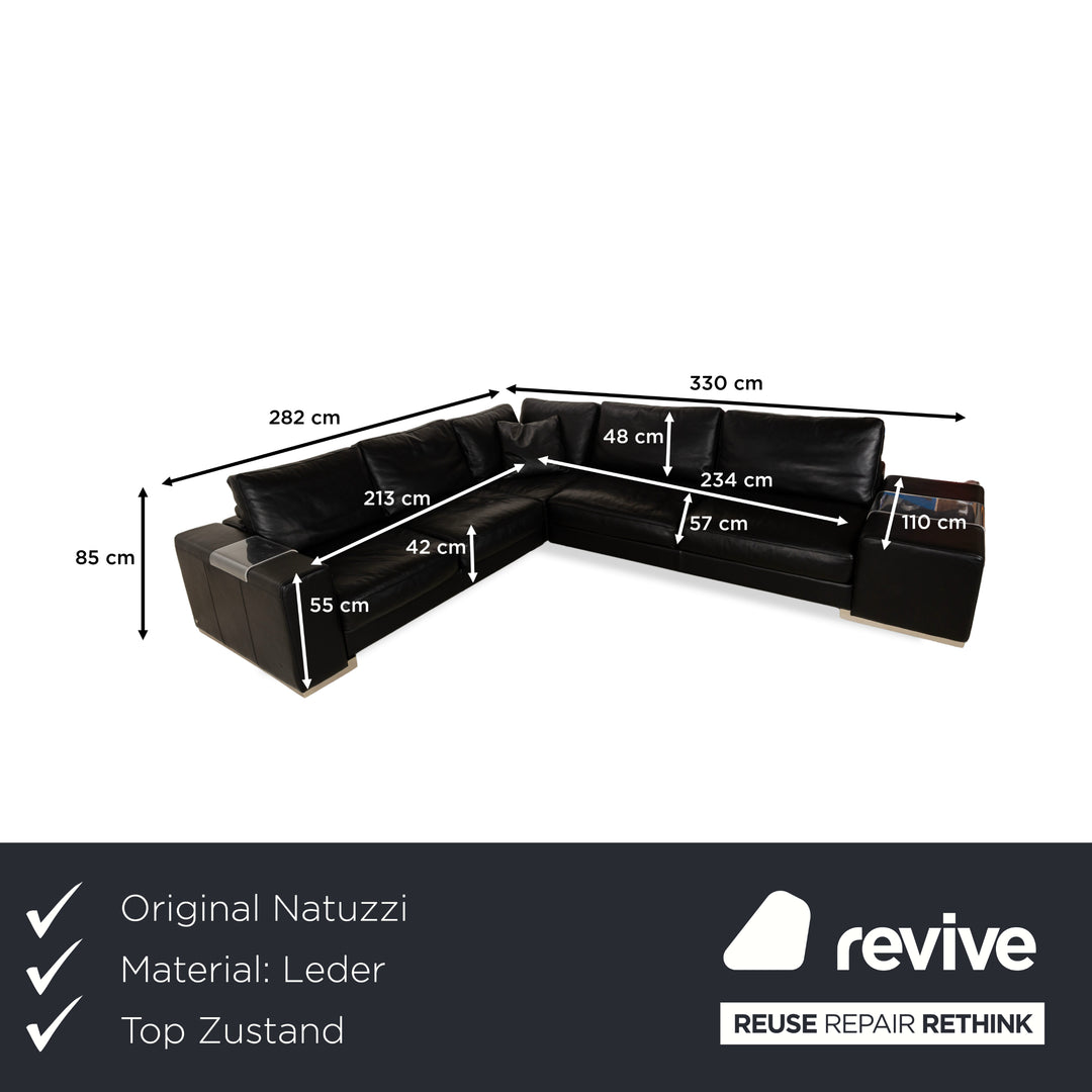 Natuzzi Leder Ecksofa Schwarz Sofa Couch