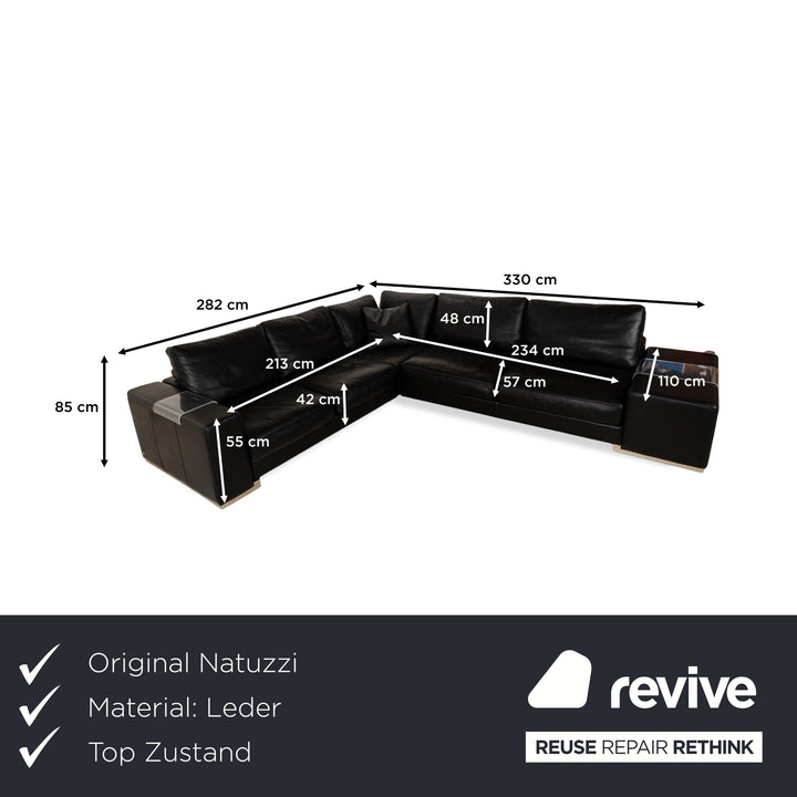 Natuzzi Leder Ecksofa Schwarz Sofa Couch