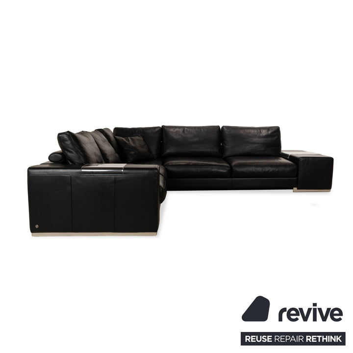 Natuzzi Leder Ecksofa Schwarz Sofa Couch