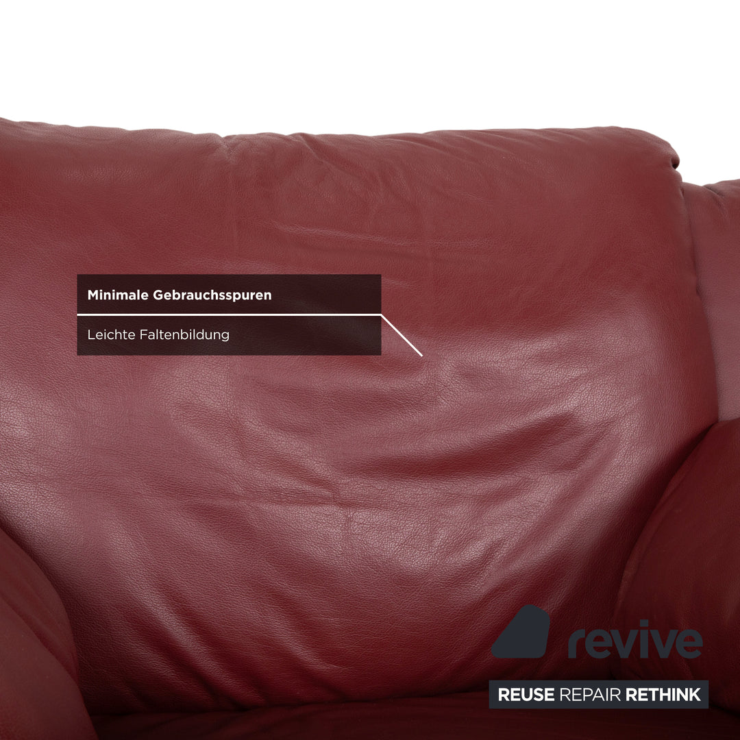 Natuzzi ensemble en cuir 2x fauteuils rouges canapé