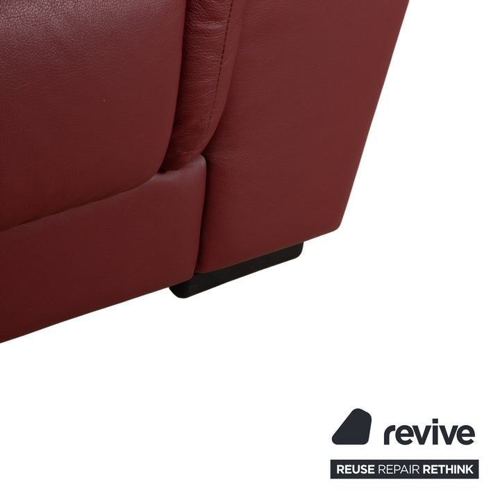 Natuzzi ensemble en cuir 2x fauteuils rouges canapé