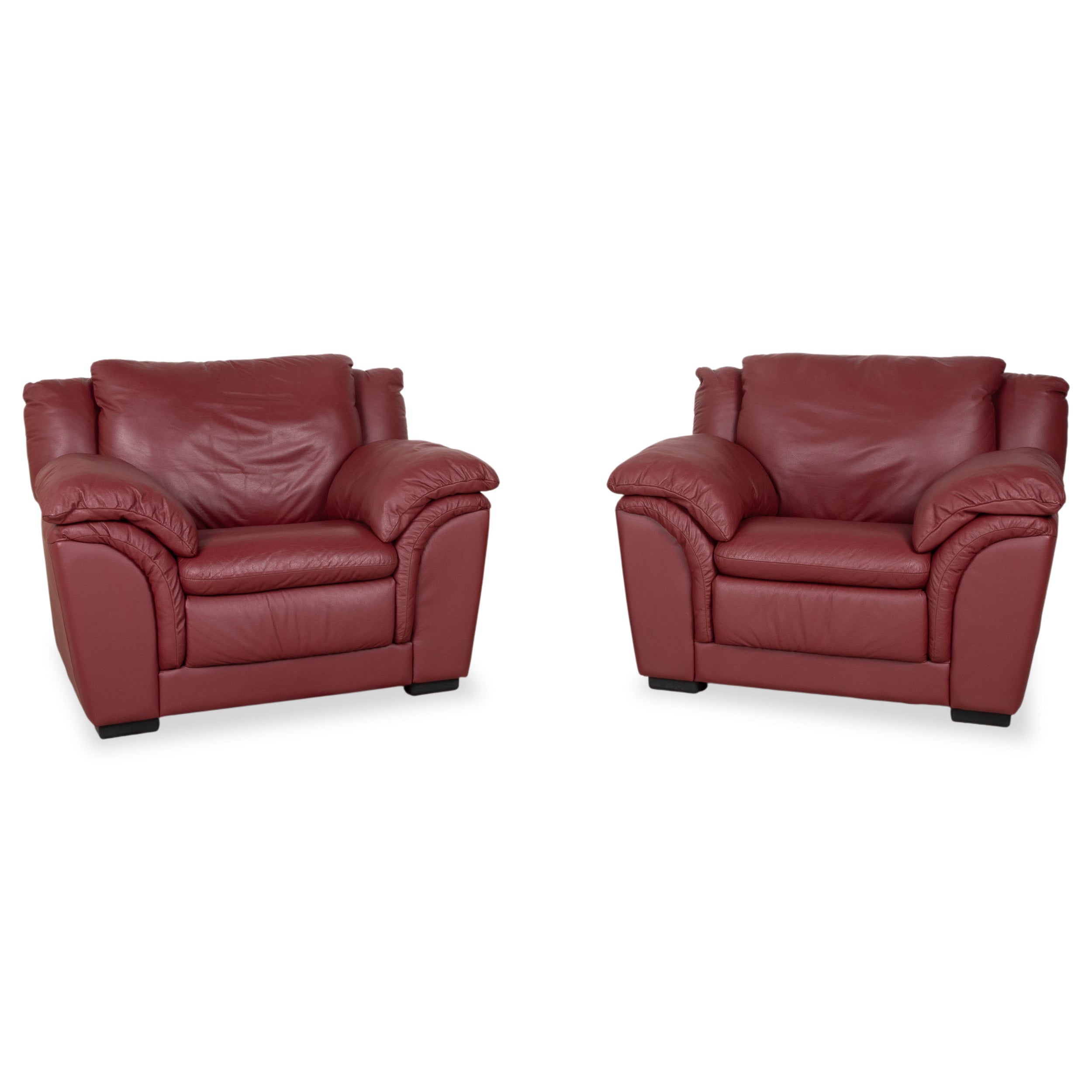 Natuzzi ensemble en cuir 2x fauteuils rouges canapé