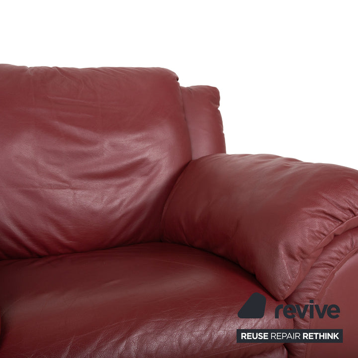 Natuzzi ensemble en cuir 2x fauteuils rouges canapé
