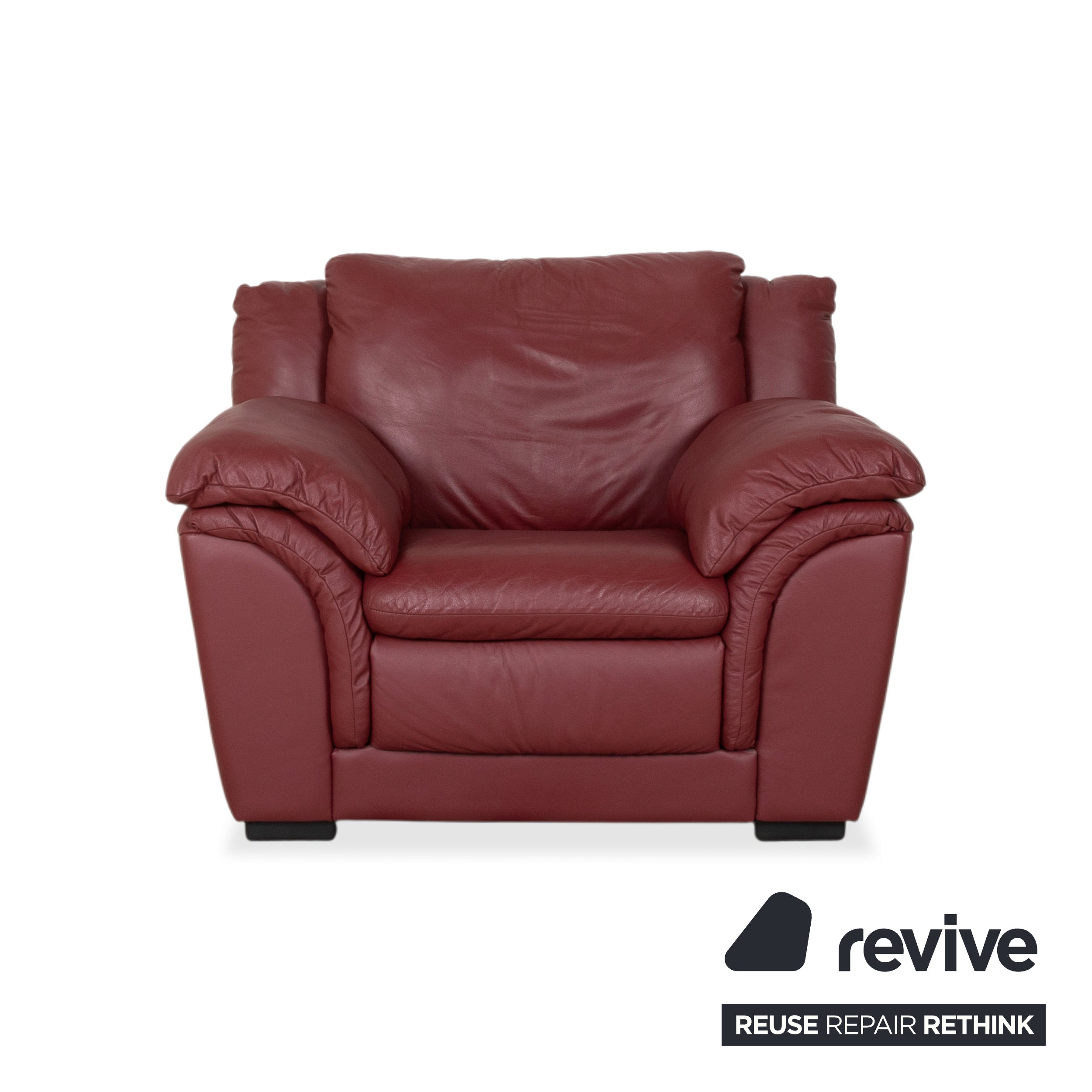 Natuzzi ensemble en cuir 2x fauteuils rouges canapé
