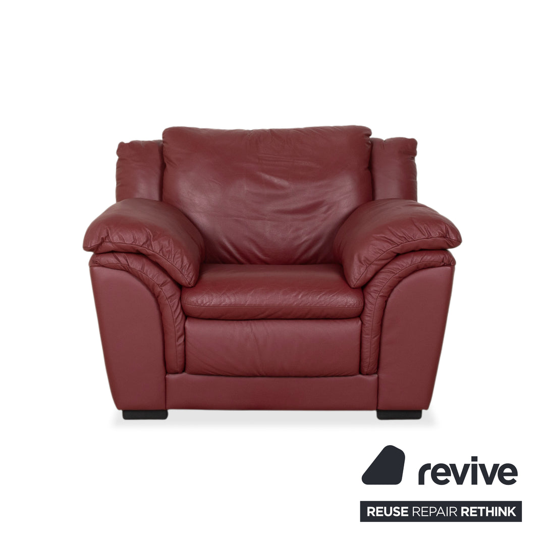 Natuzzi ensemble en cuir 2x fauteuils rouges canapé