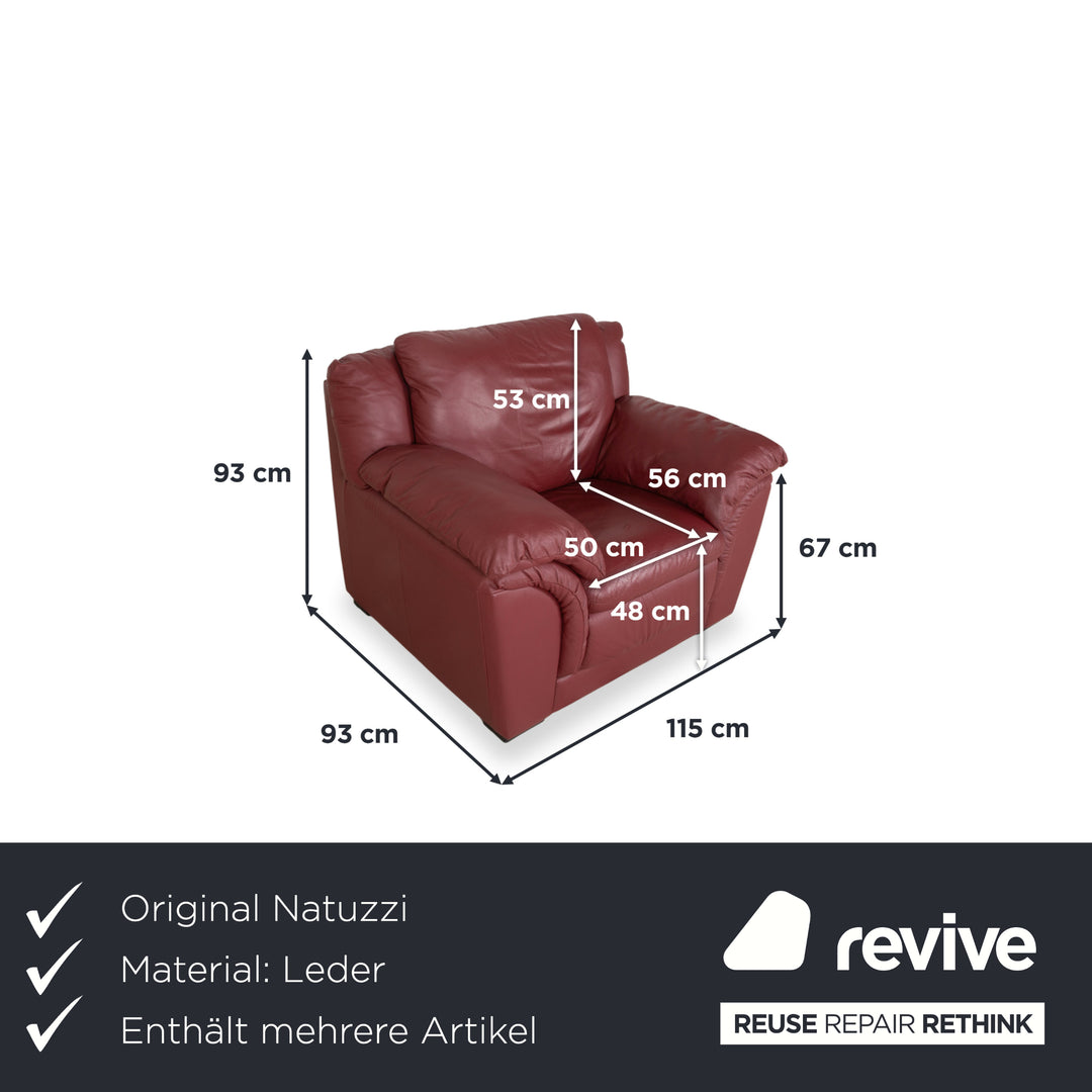 Natuzzi Leder Garnitur Zweisitzer 2x Sessel Rot Sofa Couch