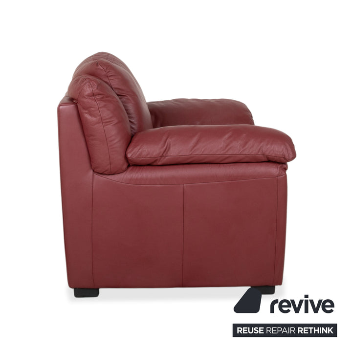 Natuzzi Leder Garnitur Zweisitzer 2x Sessel Rot Sofa Couch