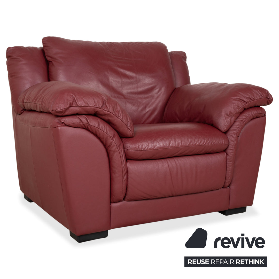 Natuzzi Leder Garnitur Zweisitzer 2x Sessel Rot Sofa Couch
