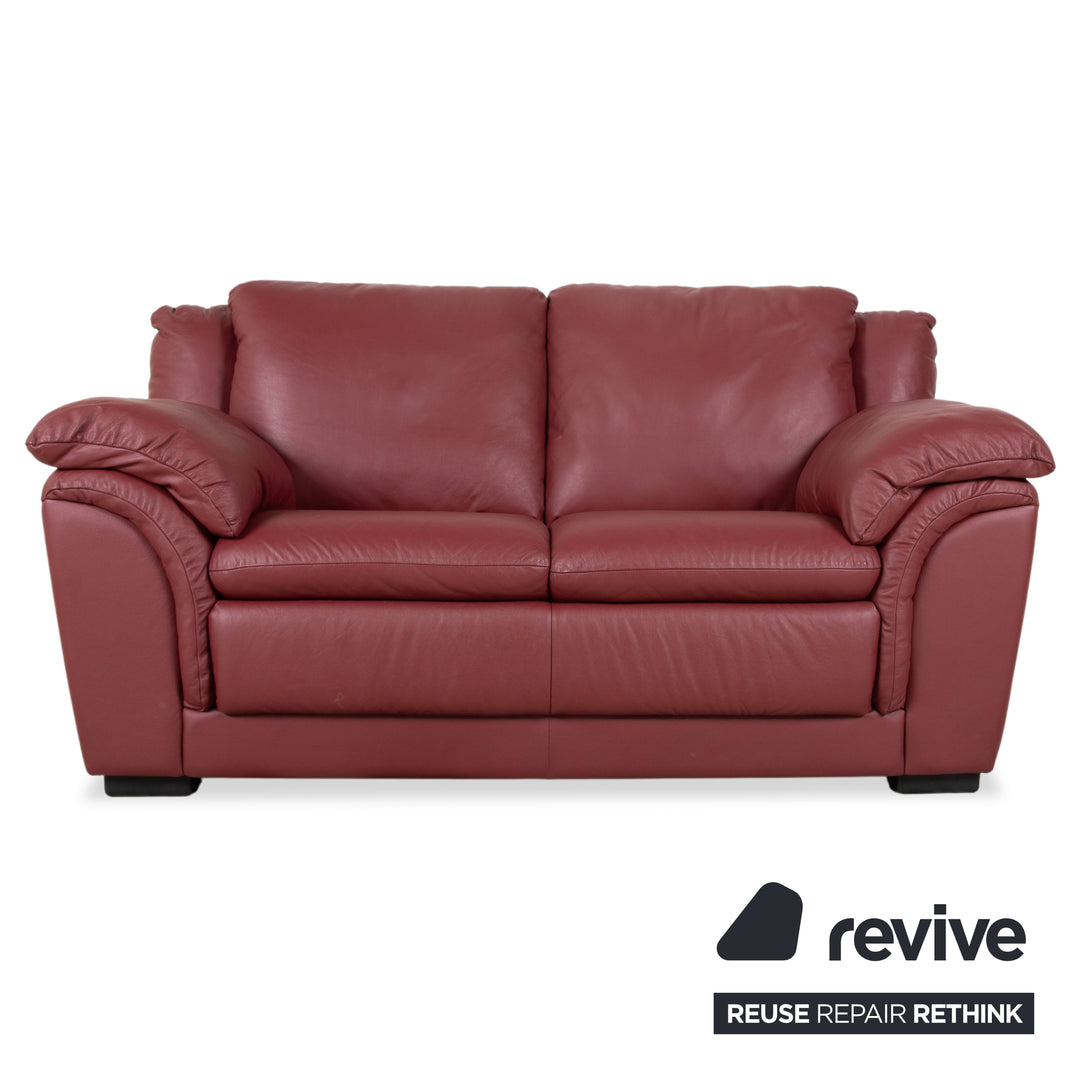 Natuzzi Leder Garnitur Zweisitzer 2x Sessel Rot Sofa Couch