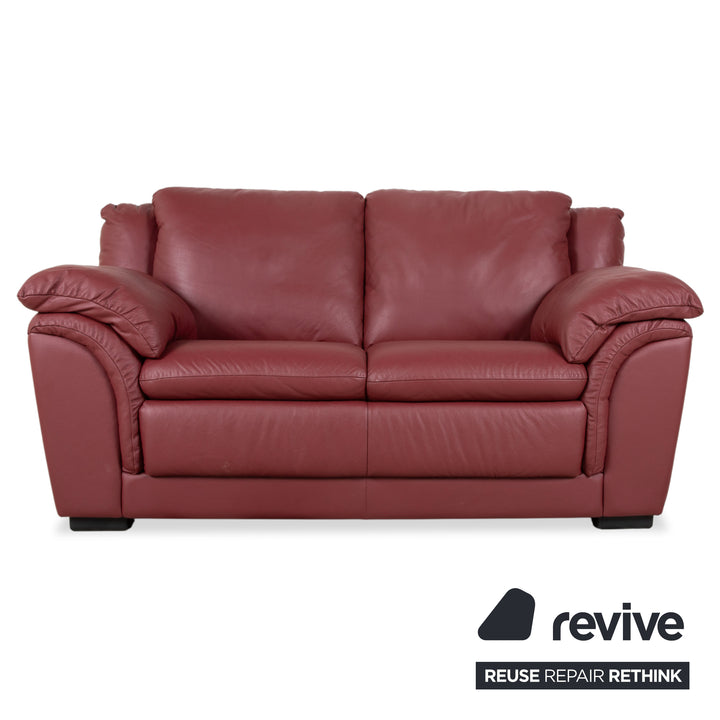 Natuzzi Leder Garnitur Zweisitzer 2x Sessel Rot Sofa Couch