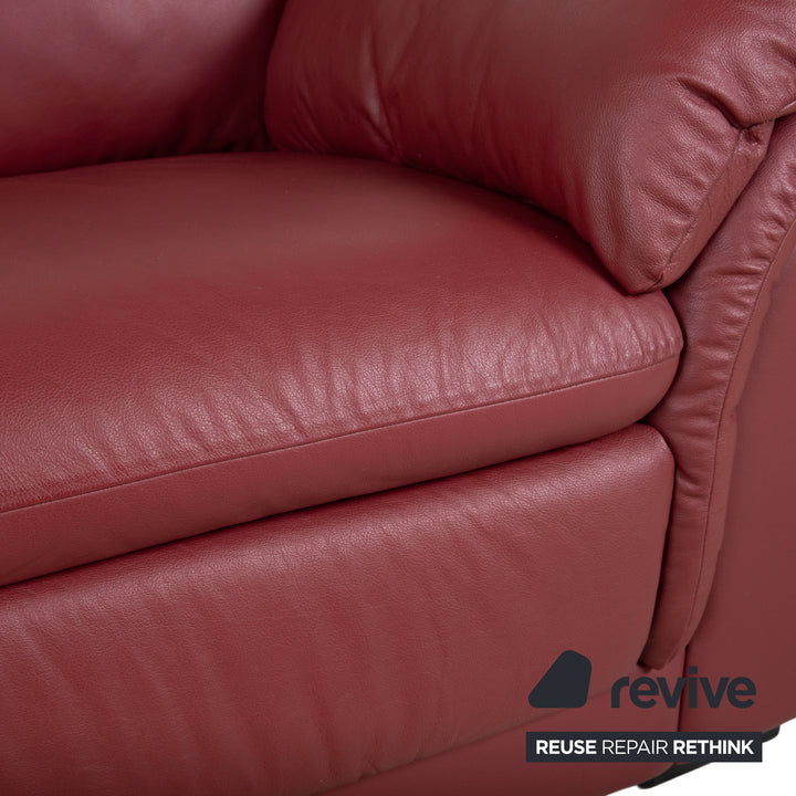 Natuzzi Leder Garnitur Zweisitzer 2x Sessel Rot Sofa Couch