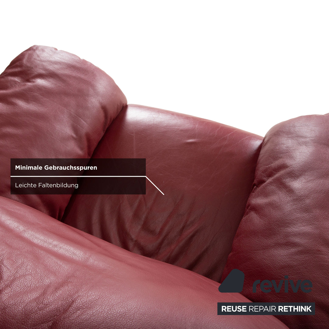 Natuzzi Leder Garnitur Zweisitzer 2x Sessel Rot Sofa Couch