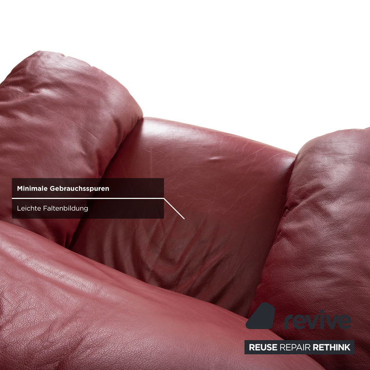 Natuzzi Leder Garnitur Zweisitzer 2x Sessel Rot Sofa Couch