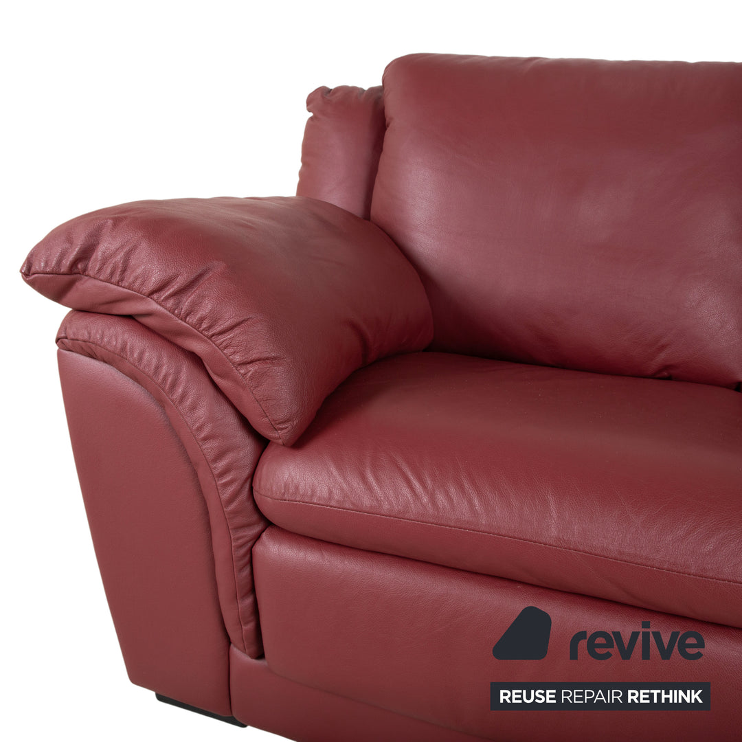Natuzzi Leder Garnitur Zweisitzer 2x Sessel Rot Sofa Couch
