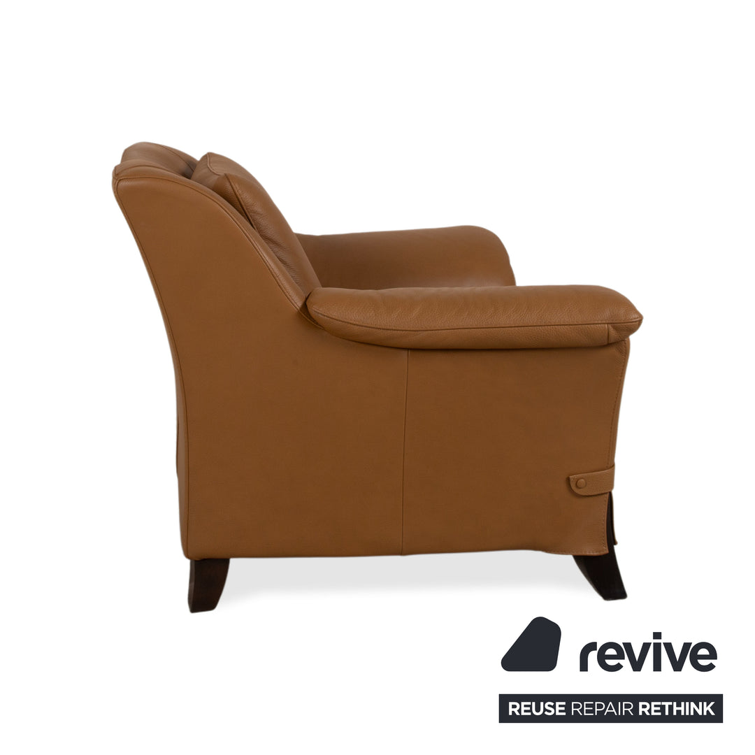 Natuzzi Leder Garnitur Zweisitzer Sofa Couch Sessel Braun Cognac