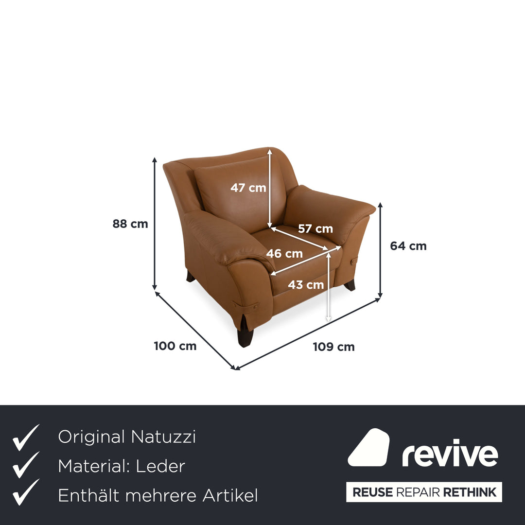 Natuzzi Leder Garnitur Zweisitzer Sofa Couch Sessel Braun Cognac