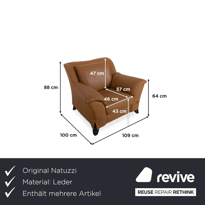 Natuzzi Leder Garnitur Zweisitzer Sofa Couch Sessel Braun Cognac