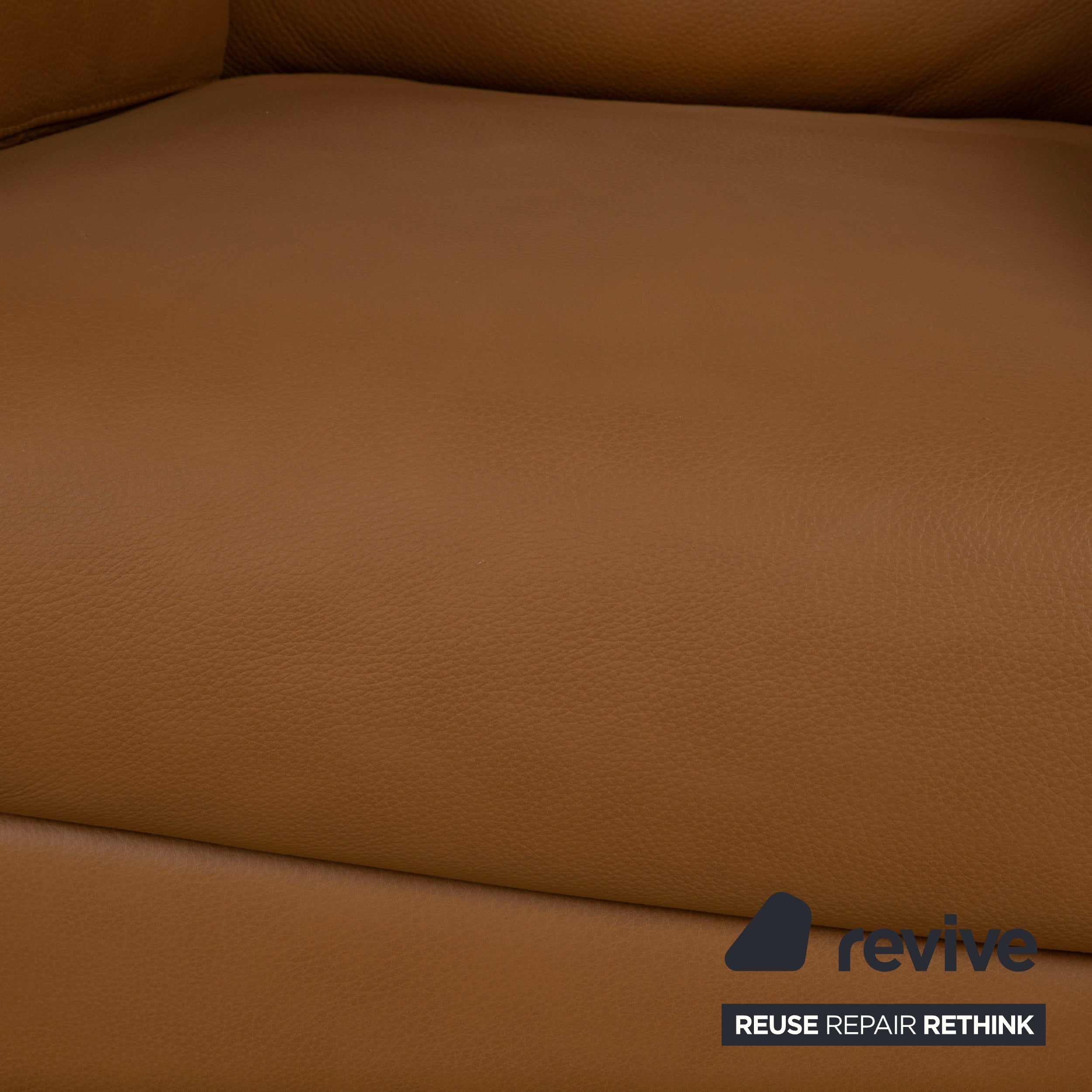 Natuzzi Leather Two-Seater Sofa Couch Armchair Brown Cognac