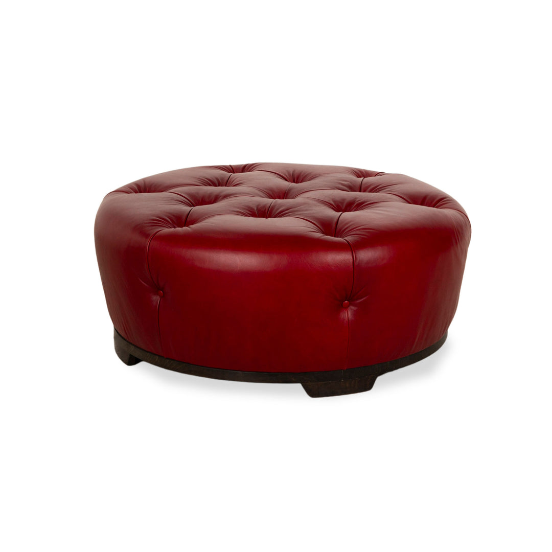 Natuzzi Leather Stool Red Chesterfield