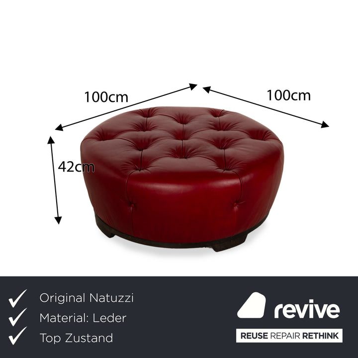 Natuzzi Leather Stool Red Chesterfield