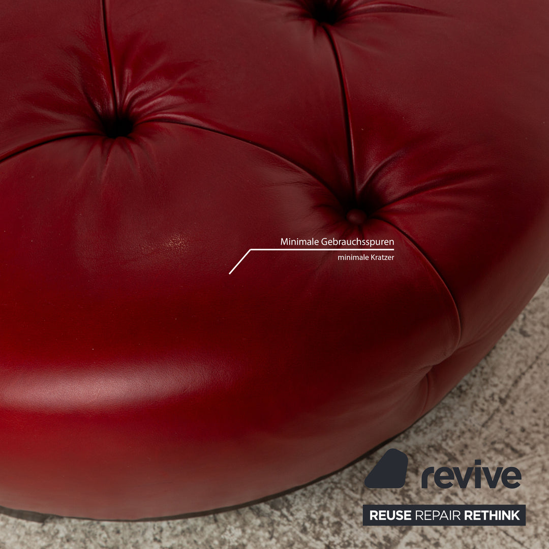 Natuzzi Leather Stool Red Chesterfield