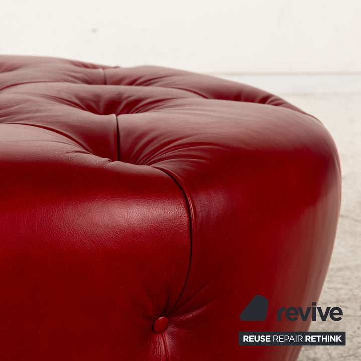 Natuzzi Leather Stool Red Chesterfield