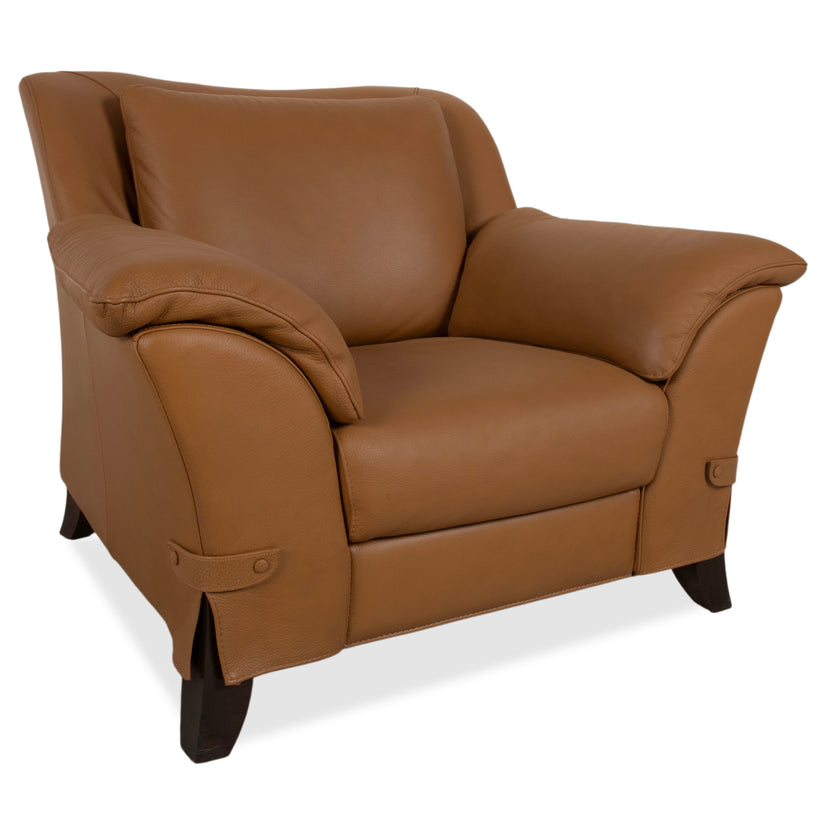 Natuzzi Leather Armchair Brown Cognac