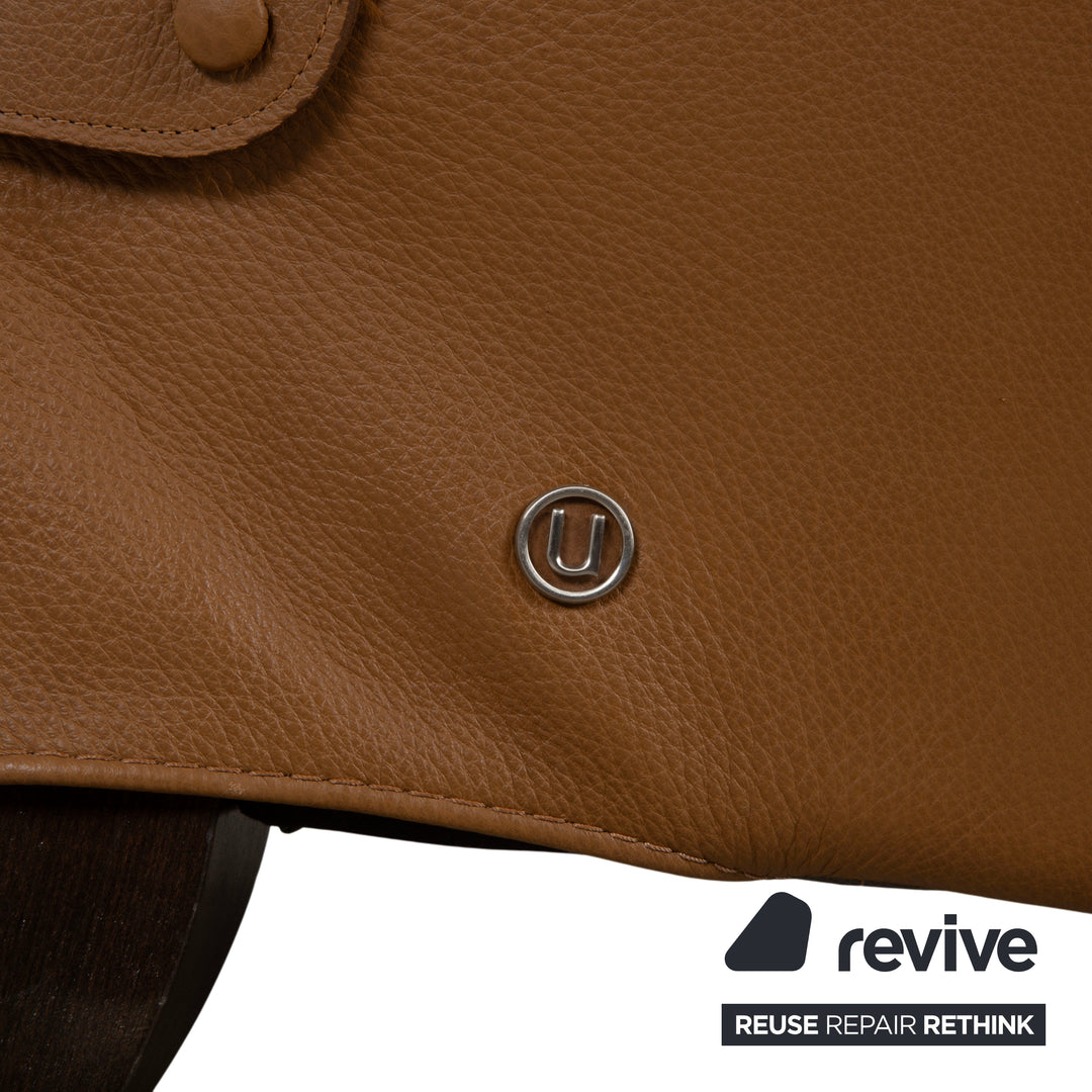 Natuzzi Leather Armchair Brown Cognac