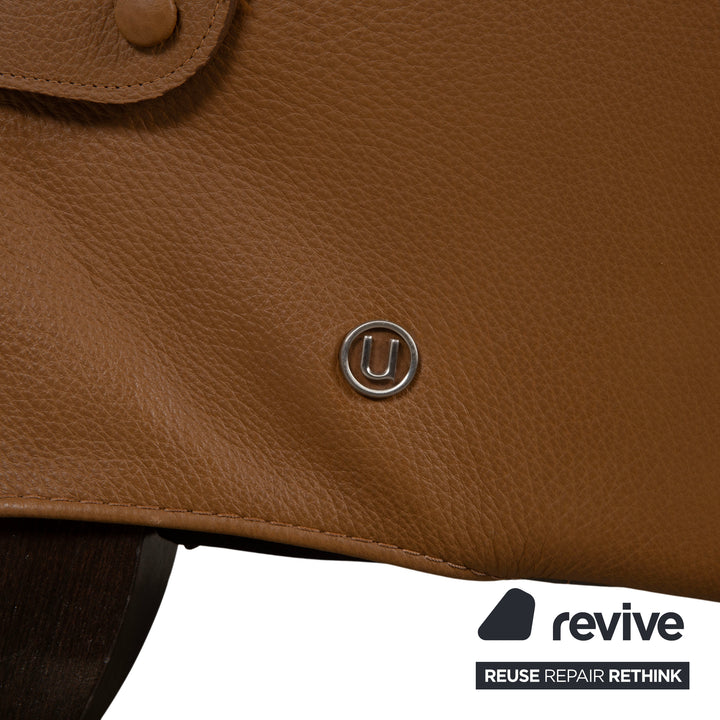 Natuzzi Leather Armchair Brown Cognac