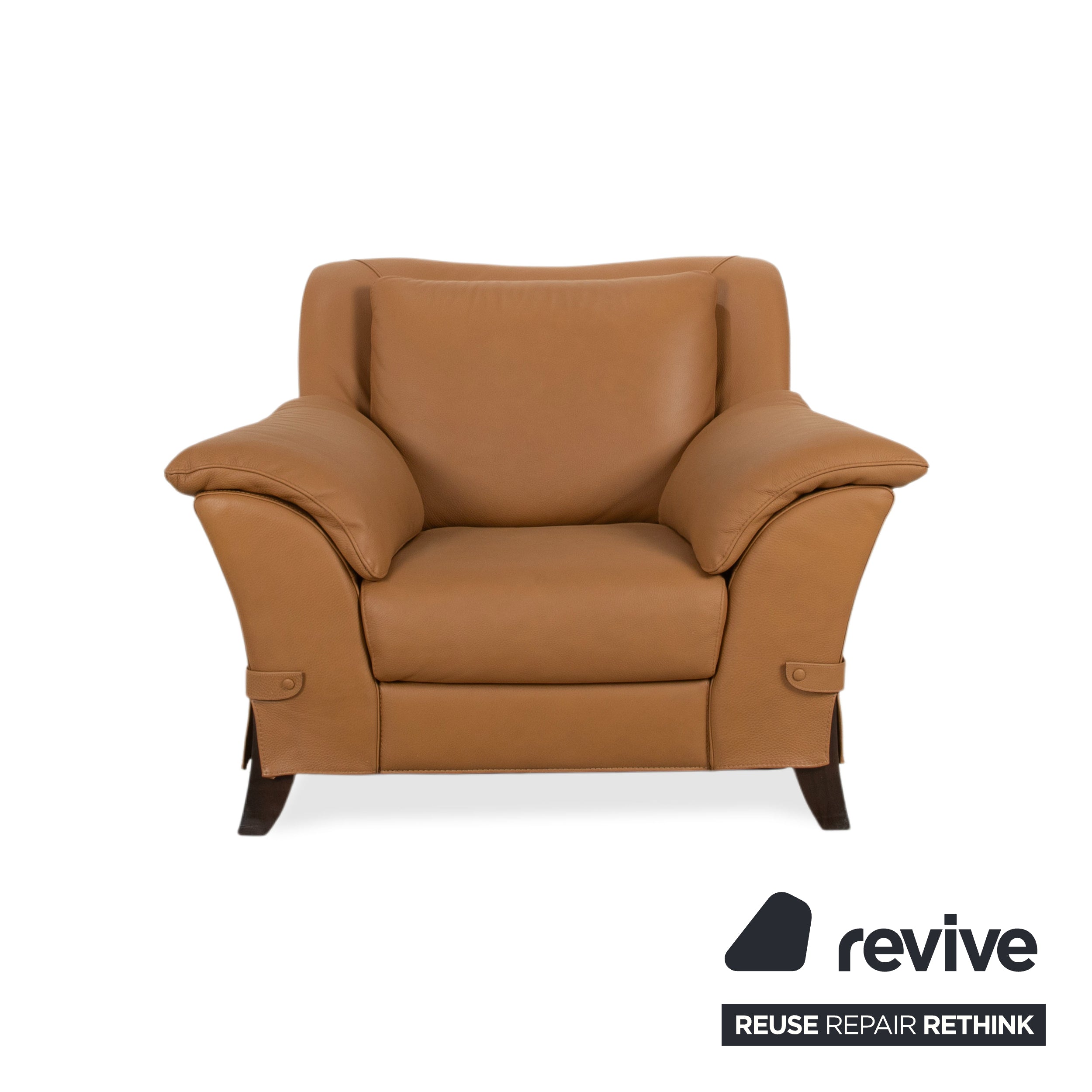 Natuzzi Leather Armchair Brown Cognac
