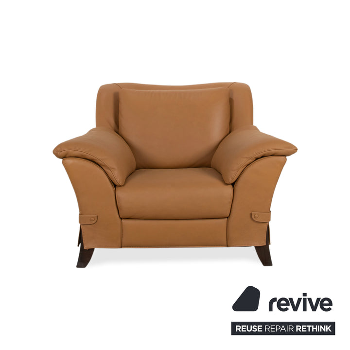 Natuzzi Leather Armchair Brown Cognac