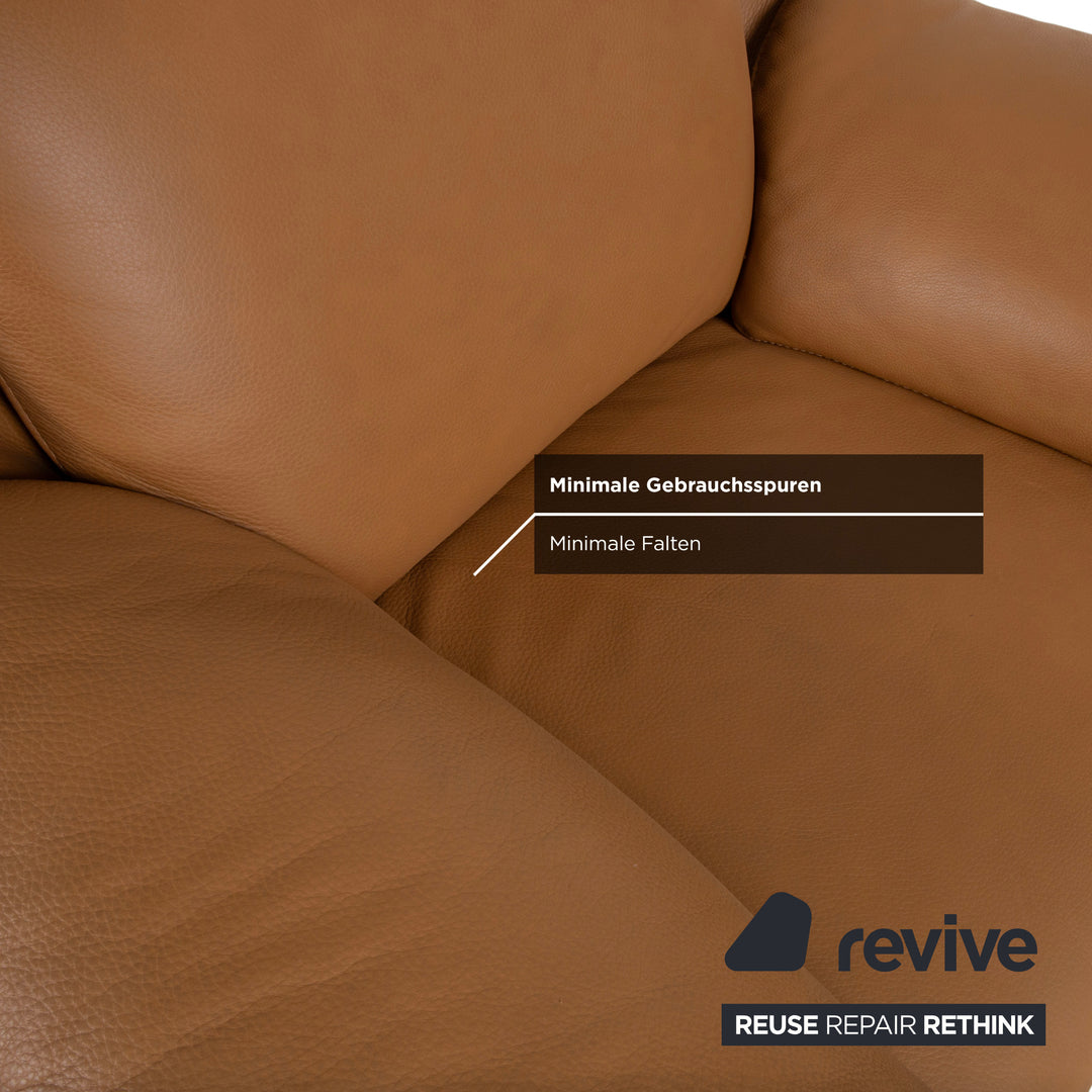 Natuzzi Leather Armchair Brown Cognac
