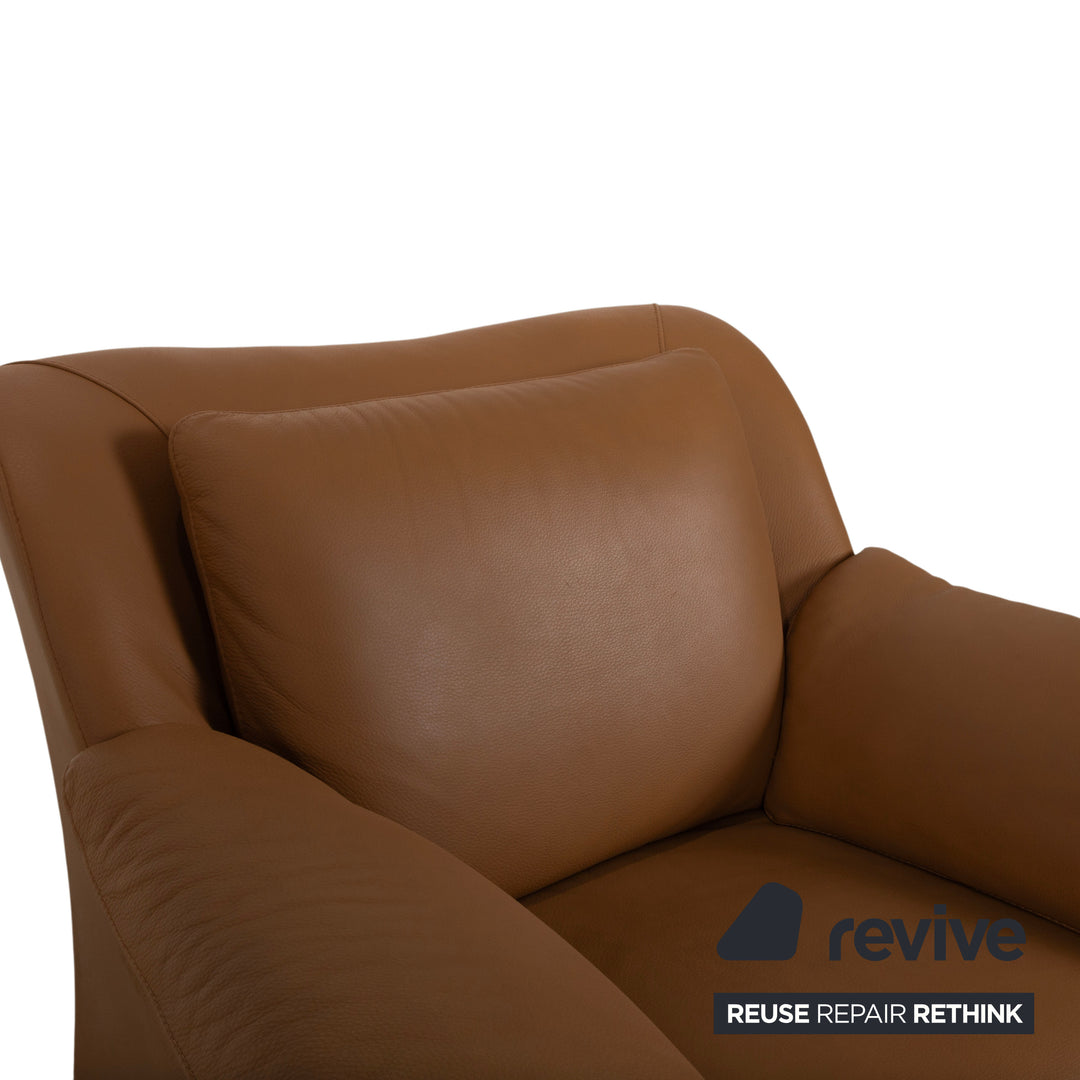 Natuzzi Leather Armchair Brown Cognac