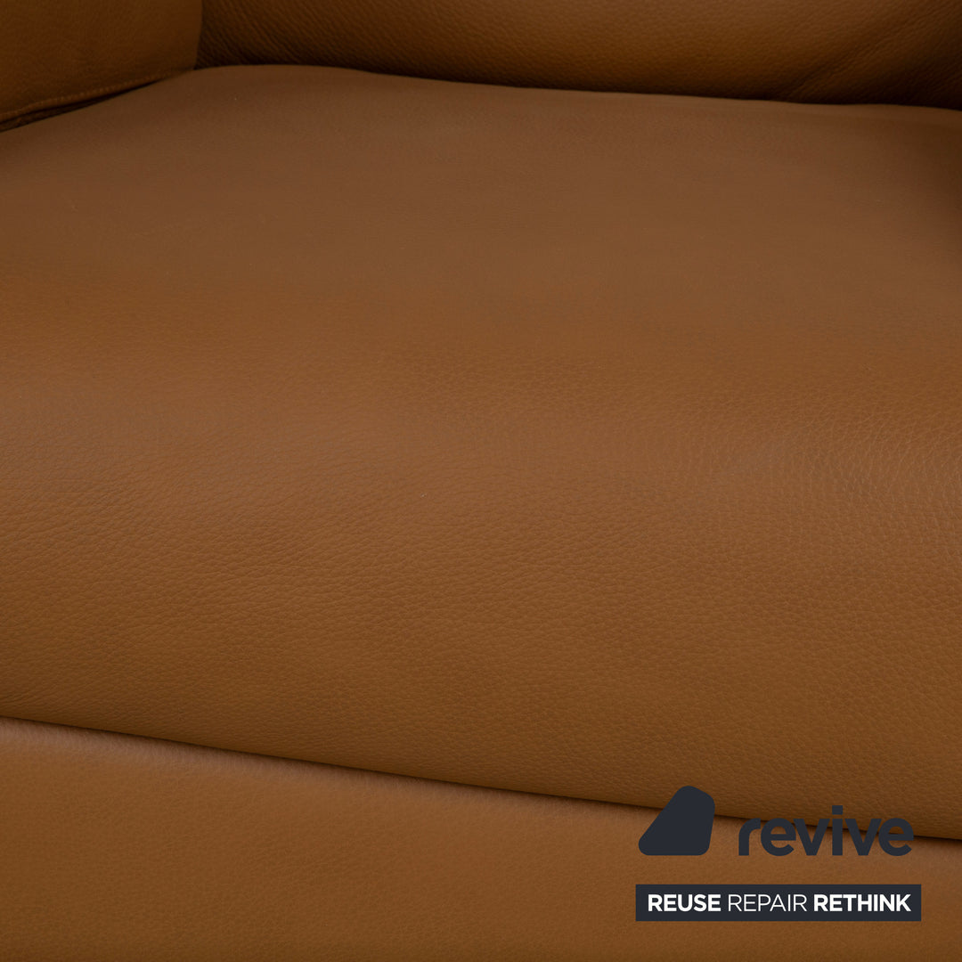 Natuzzi Leather Armchair Brown Cognac