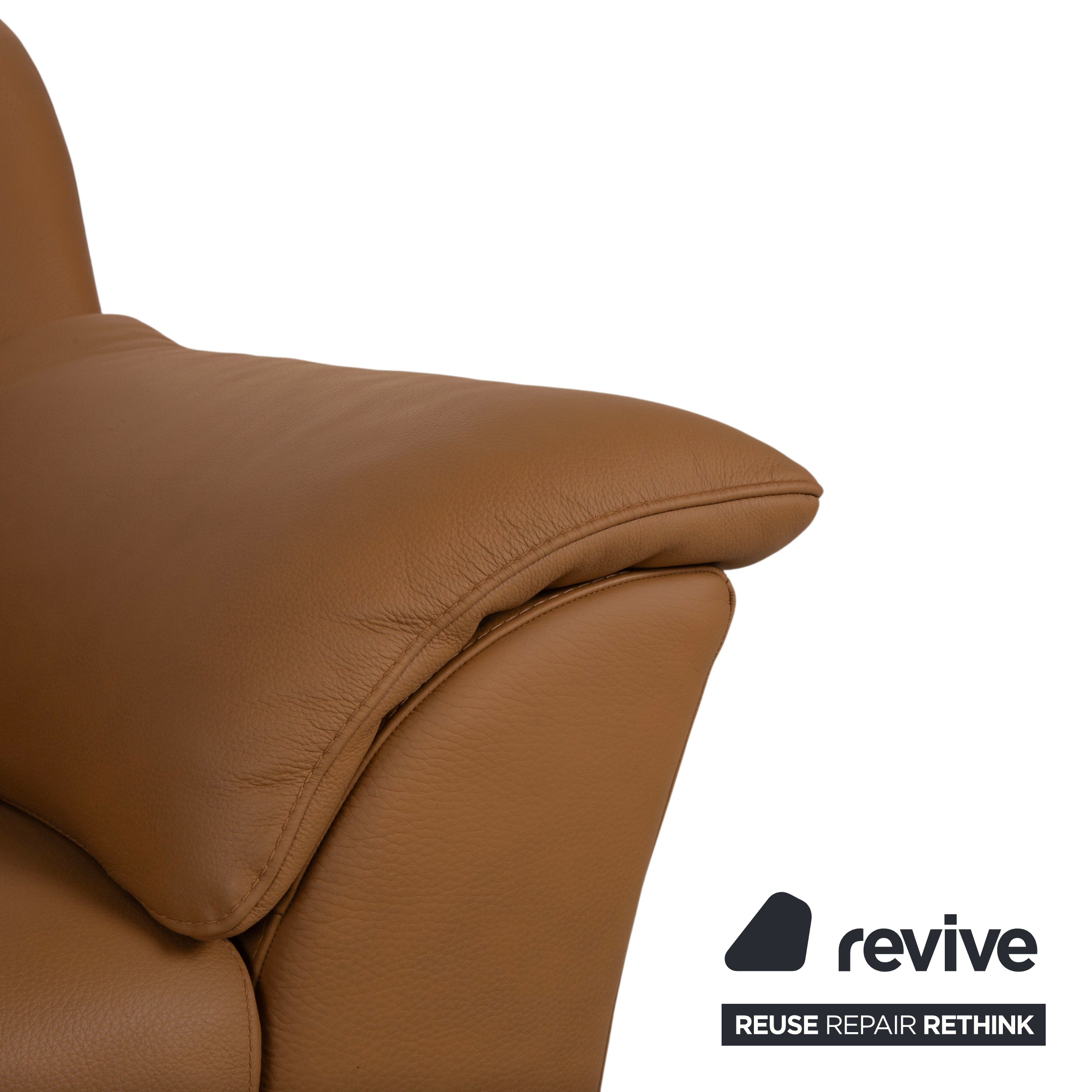Natuzzi Leather Armchair Brown Cognac