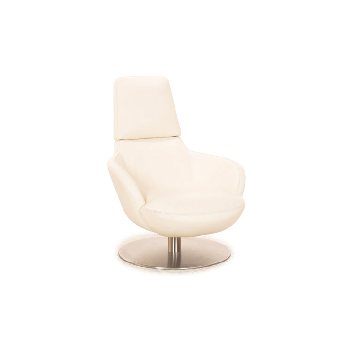 Natuzzi Leder Sessel Creme Weiß Hochlehner manuelle Drehfunktion