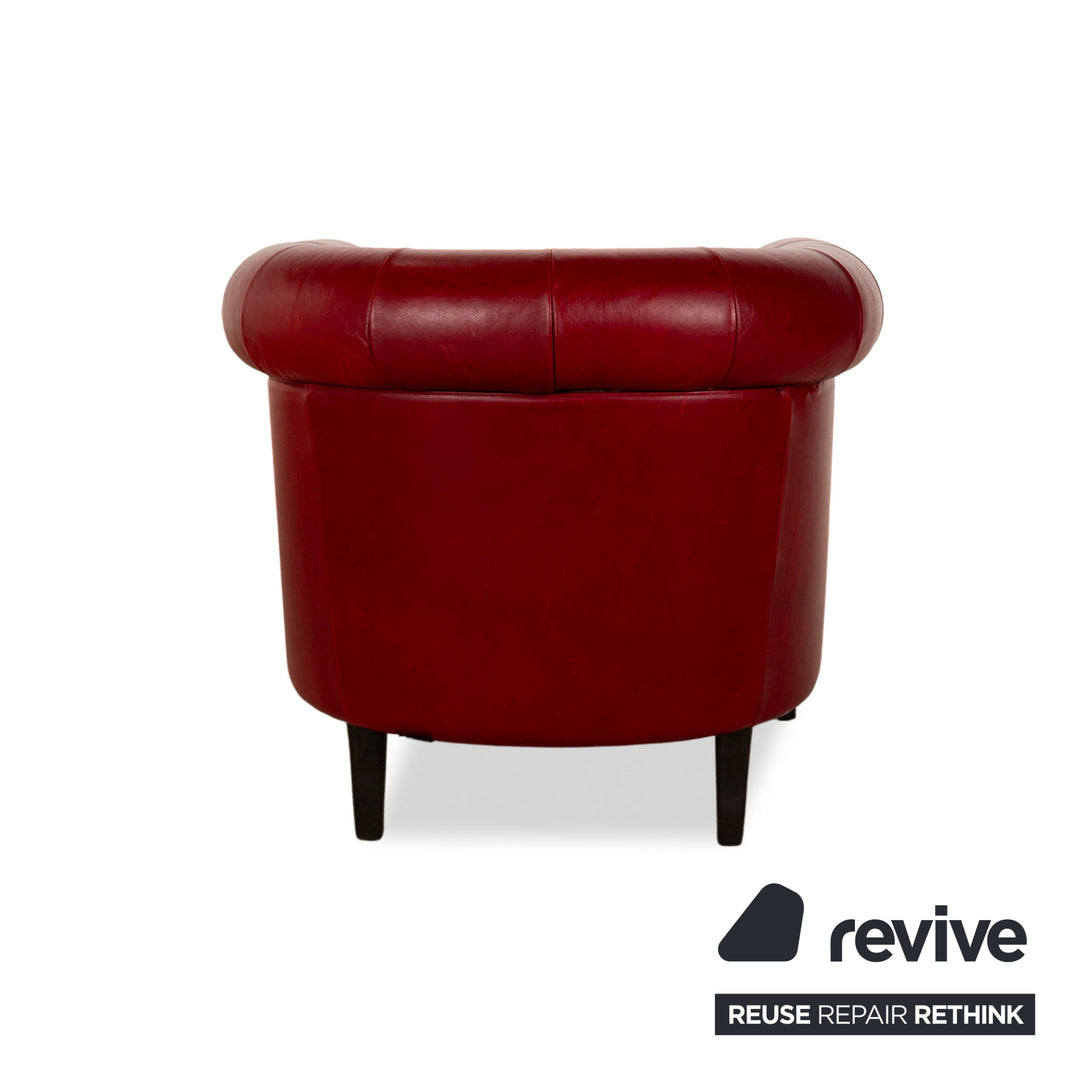 Natuzzi Leather Armchair Red Chesterfield