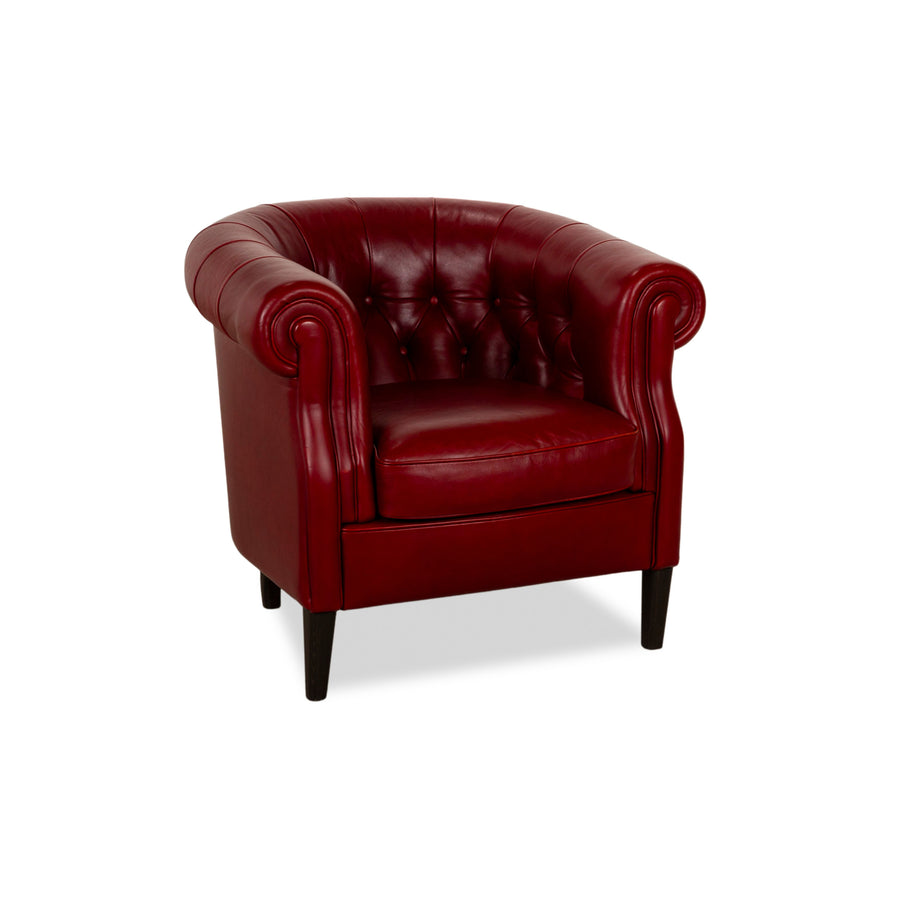 Natuzzi Leather Armchair Red Chesterfield