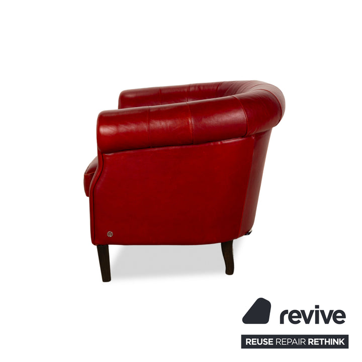 Natuzzi Leather Armchair Red Chesterfield